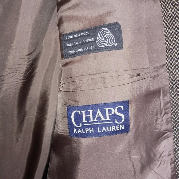 Men's Ralph Lauren CHAPS Dark Brown Wool Tweed Sport Coat, Size 44 Long/Tall - Picture 5 of 5